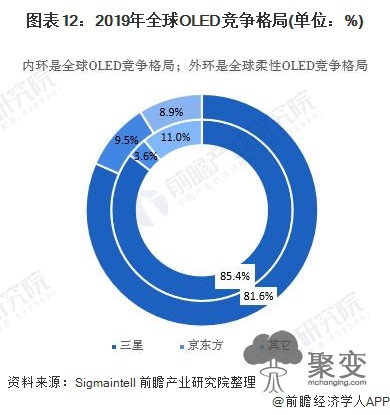 图表12：2019年全球OLED竞争格局(单位：%)